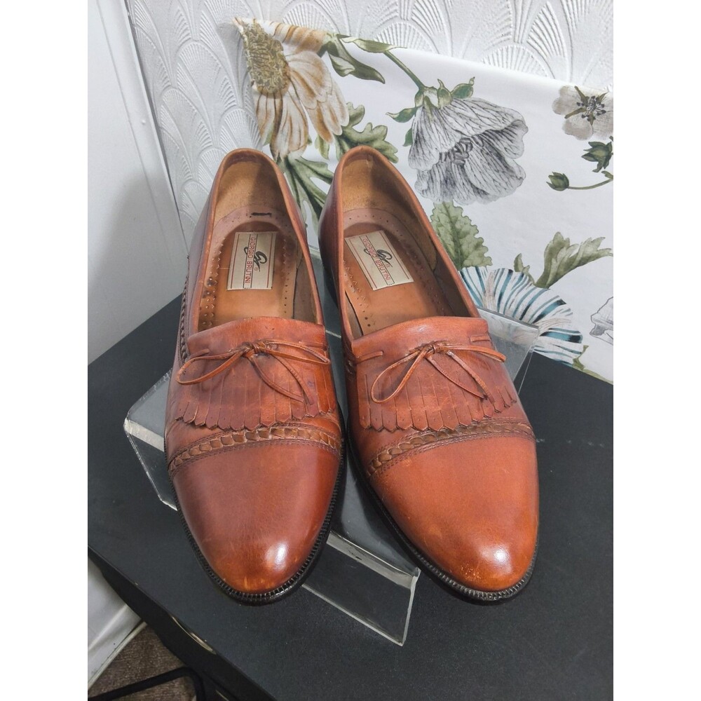 Giorgio Brutini Tan Kiltie Tassel Loafers Brown Leather Slip On Size 10.5 D